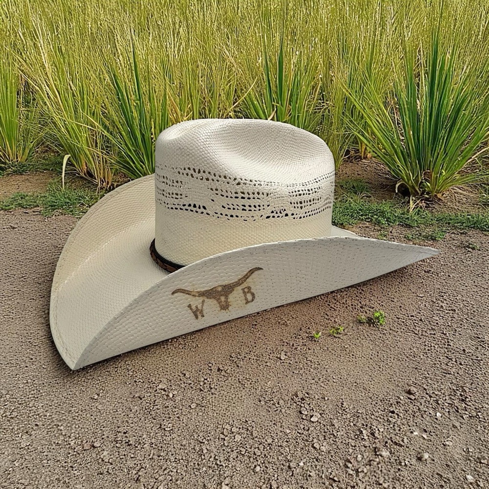Wild Bill Hats Western Cowboy Hat Rodeo Branded Sz 7 1/8 Mexico 57 White Cream